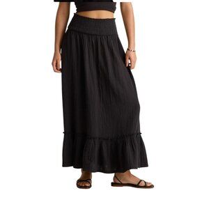 Quince Womens Organic Cotton Gauze Smocked Maxi Skirt S New in Bag Stretchy